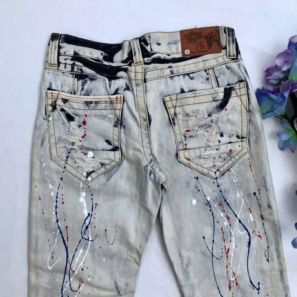 Heritage America NWT Light Wash Distressed Crop Jeans Women 6 *See Description*